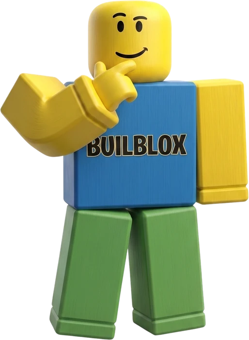 A Builblox character thinking